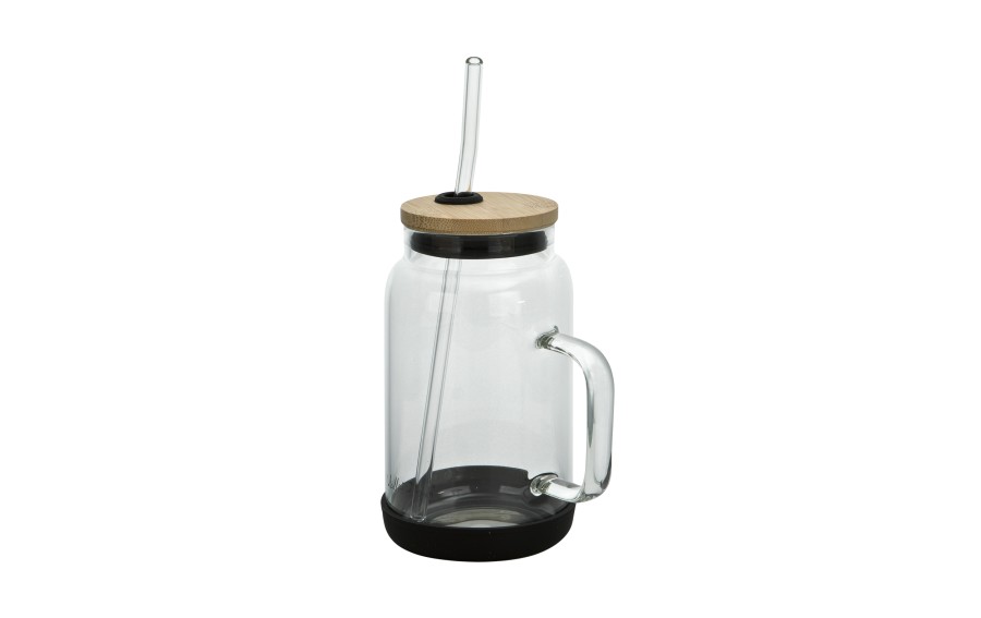 Słoik ze słomką 600 ml Fuori czarny