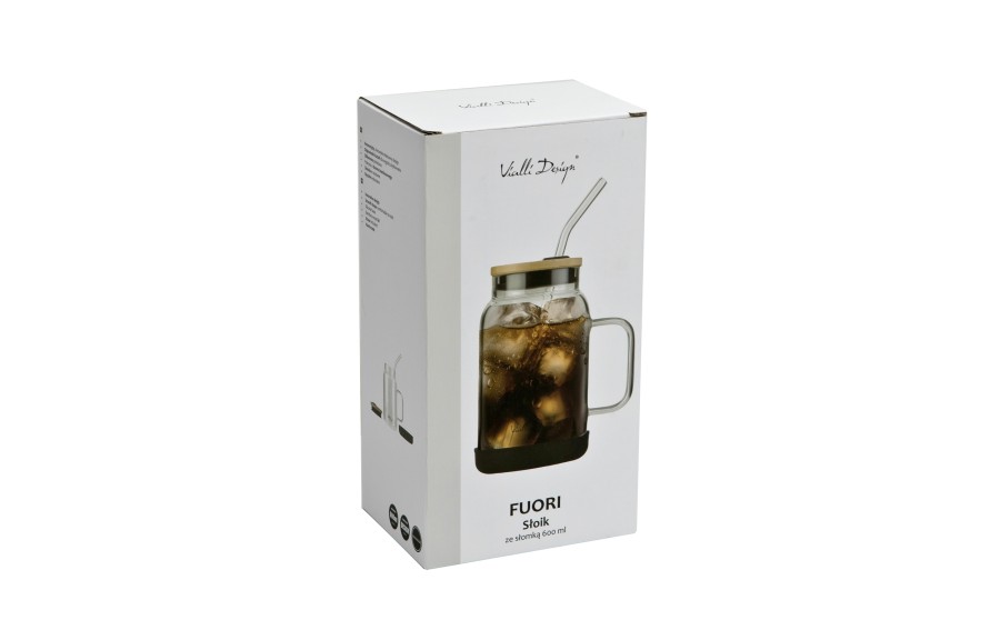 Słoik ze słomką 600 ml Fuori czarny