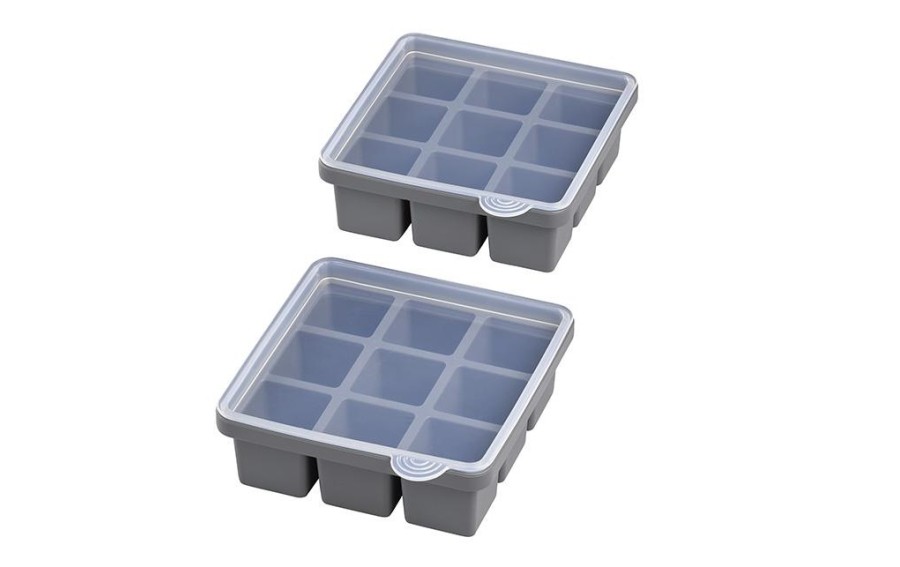 Zestaw 2 Pojemników na kostki lodu 15,5x15,5 cm z pokrywką