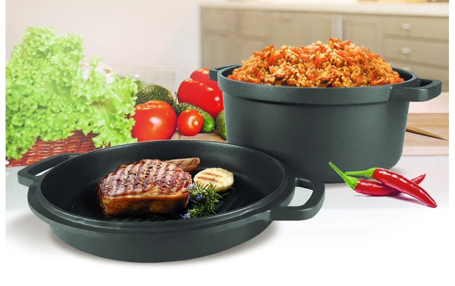 Garnek z patelnią grillową 6,4L MR-4132