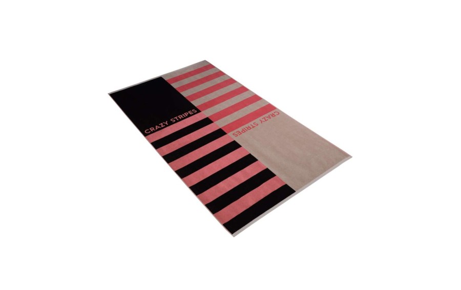 Ręcznik plażowy 100x180 cm Crazy Stripes 003 czarny