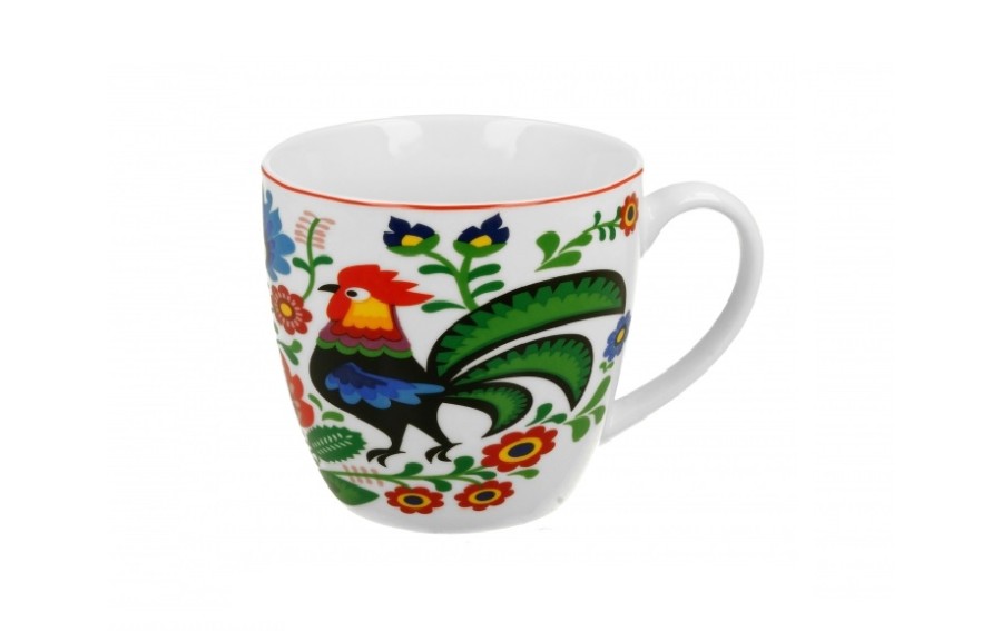 Kubek porcelanowy 460 ml Koguty Folk