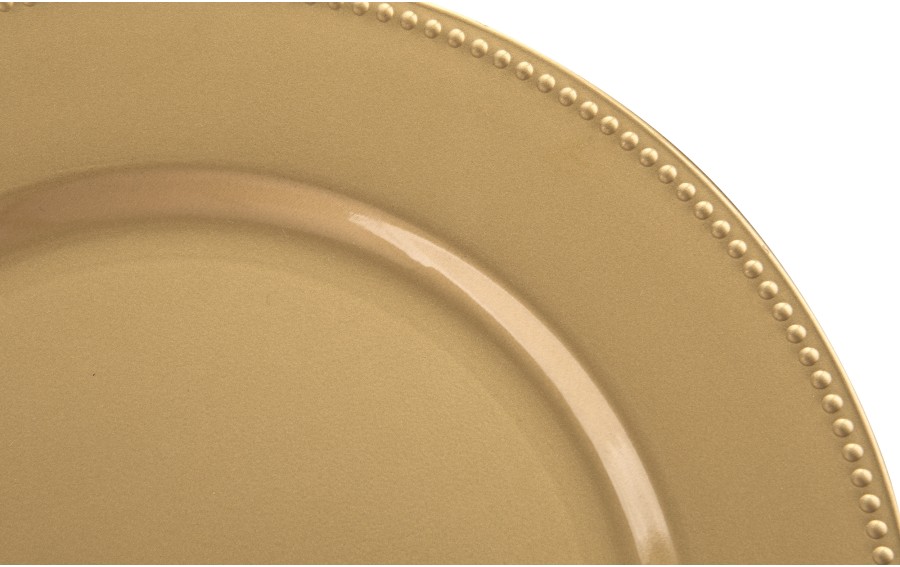 Talerz dekoracyjny plastikowy 33 cm złoty kropki160237