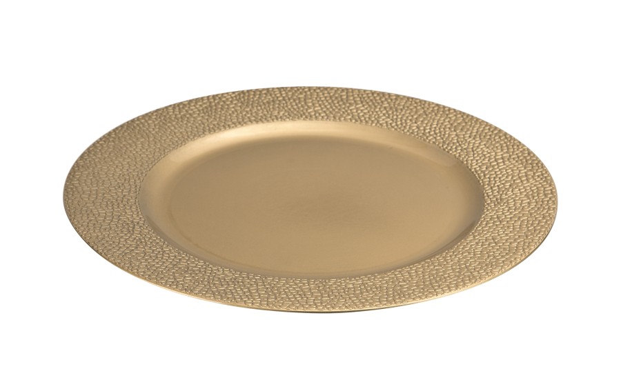 Talerz dekoracyjny plastikowy 33 cm złoty 160475