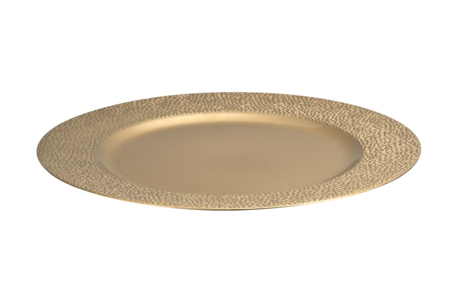 Talerz dekoracyjny plastikowy 33 cm złoty 160475