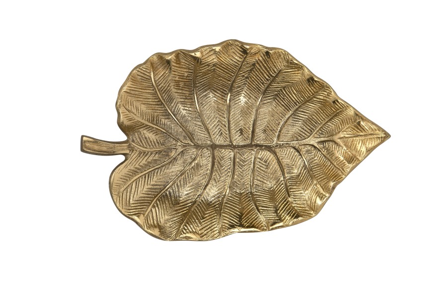 Patera metalowa złoty liść 23cm