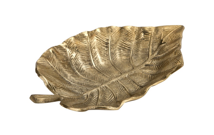 Patera metalowa złoty liść 23cm