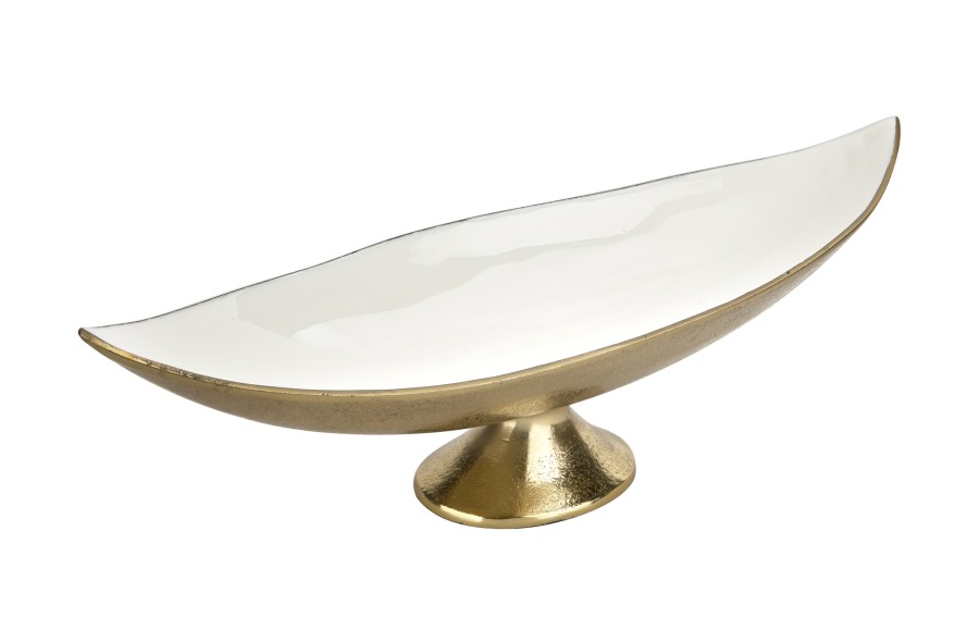 Półmisek dekoracyjny duży 51 cm biało-złoty metalowy