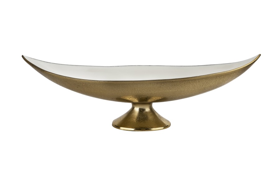 Półmisek dekoracyjny duży 51 cm biało-złoty metalowy