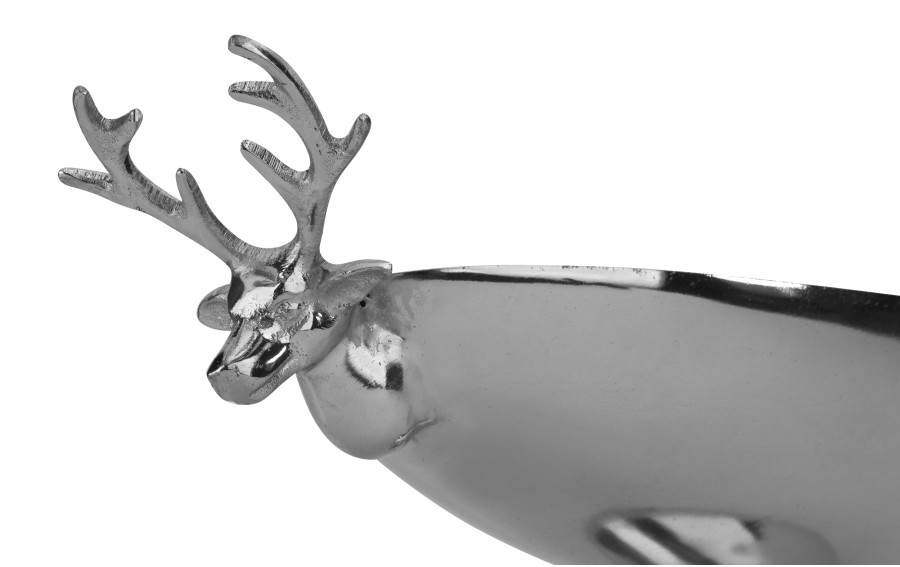 Patera dekoracyjna z Reniferami srebrna metalowa 45 cm
