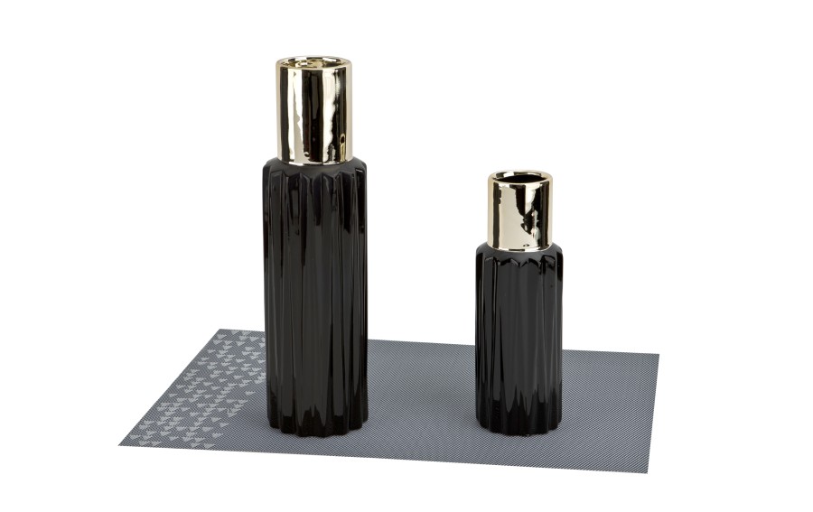 Wazon ceramiczny 32,5 cm czarno-złoty 2817