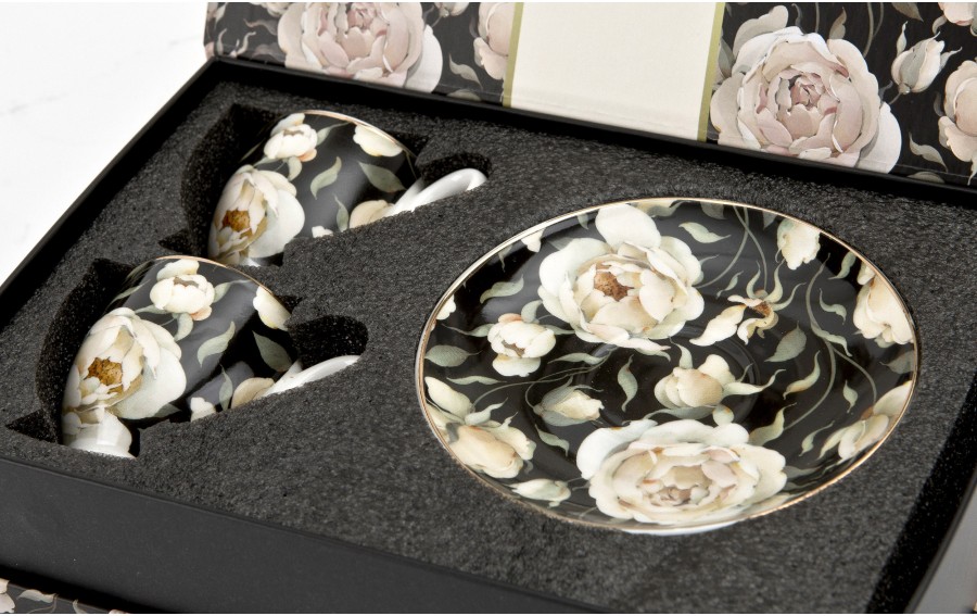 Zestaw 2 filiżanek do espresso 90 ml English Roses Black