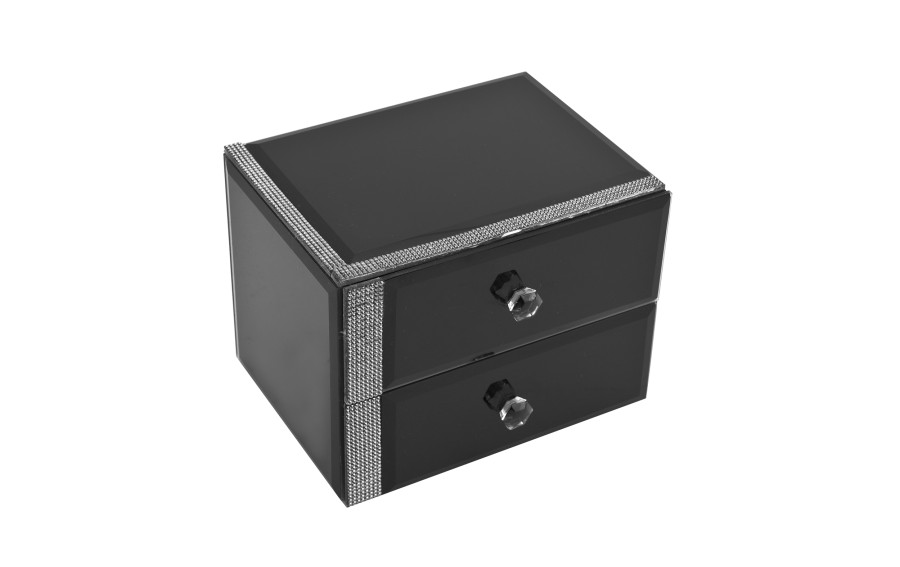 Szkatułka z szufladkami 16x13x12cm czarna