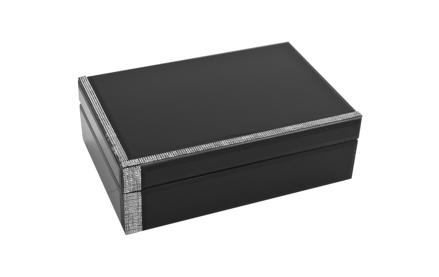 Szkatułka na biżuterię 24x16x8 cm czarno-srebrna