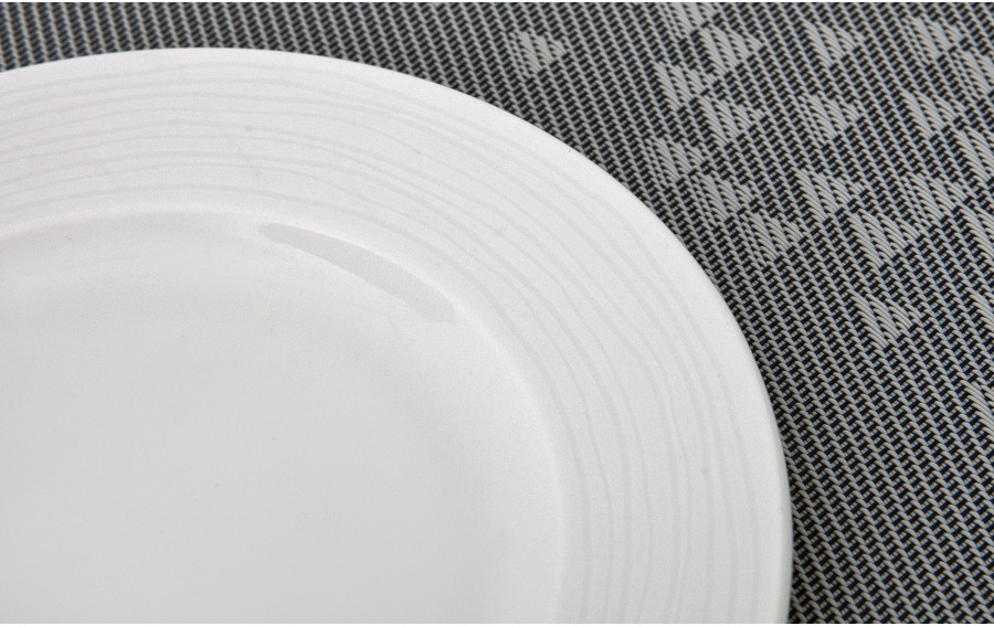 Talerz deserowy płytki 19 cm prążki Stock biały