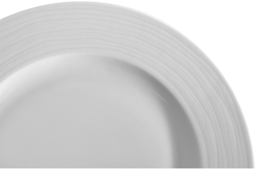 Talerz deserowy płytki 19 cm prążki Stock biały