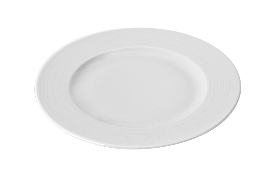 Talerz deserowy płytki 19 cm prążki Stock biały