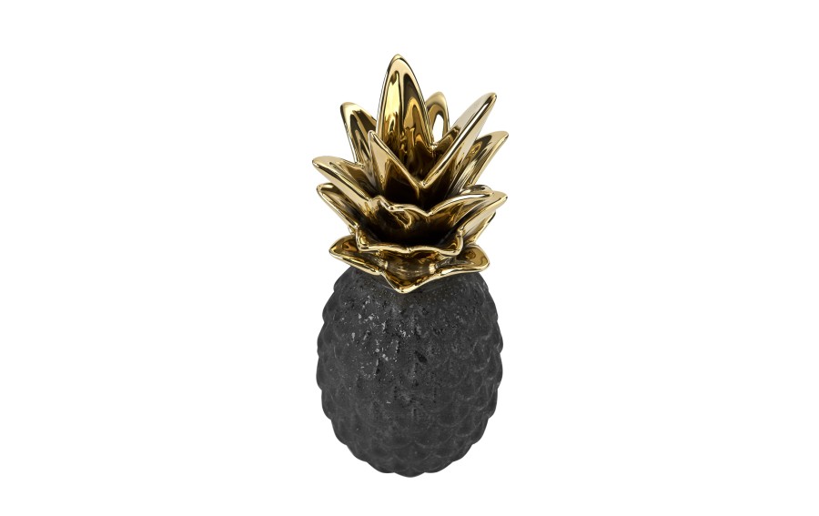 Dekoracja z ceramiki Ananas czarno-złoty 140724