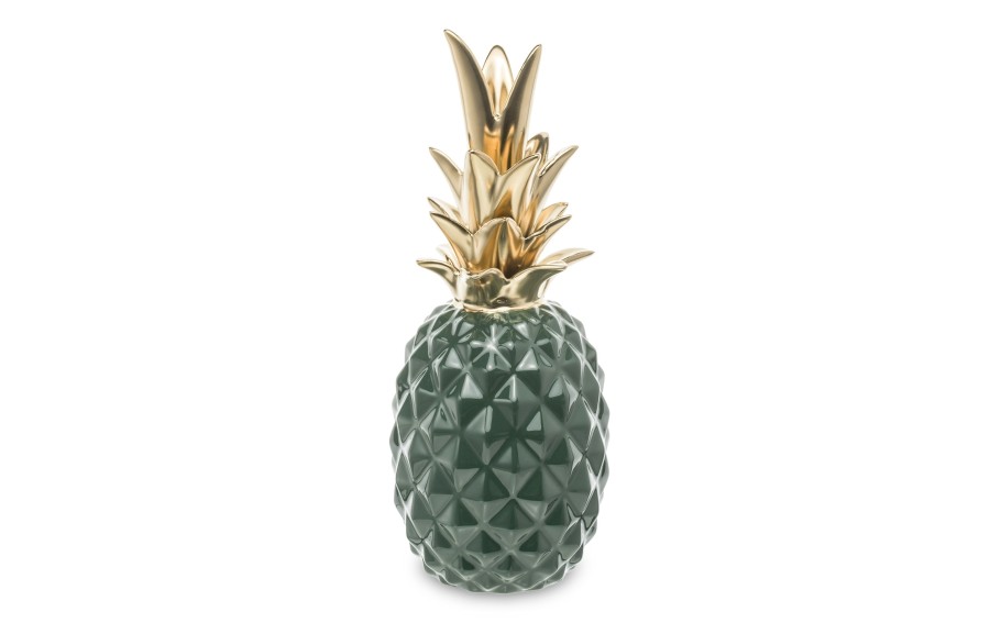Dekoracja z ceramiki Ananas zielono-złoty 131490