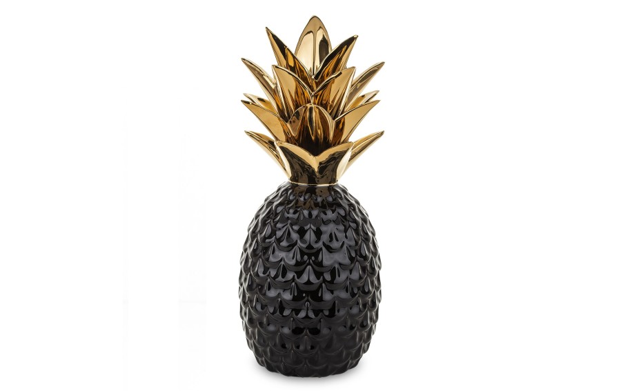 Dekoracja z ceramiki Ananas czarno-złoty 140609