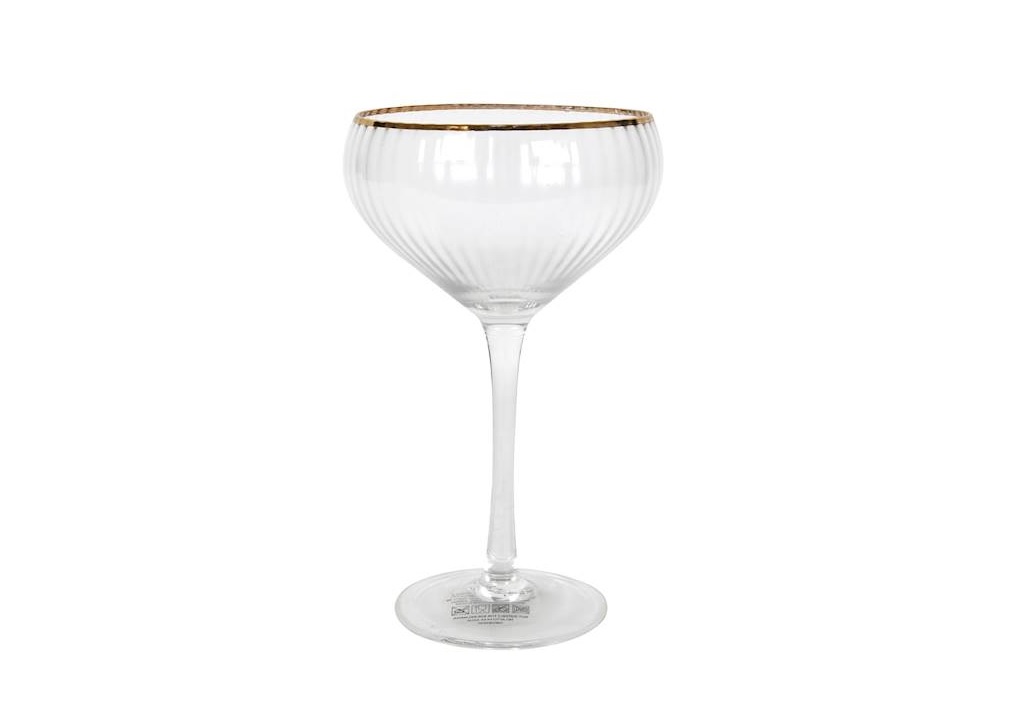 Kieliszek do szampana 250 ml szeroki ryflowany Rim Gold