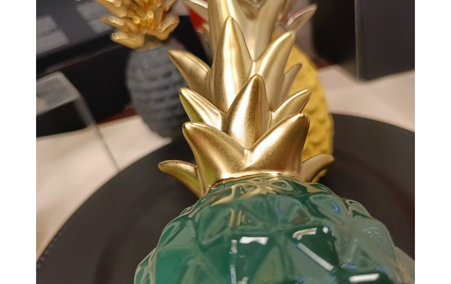 Dekoracja z ceramiki Ananas zielono-złoty 131490