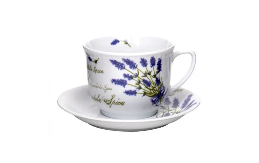 Kubek porcelanowy 300 ml ze spodkiem Lawenda Wiedeń