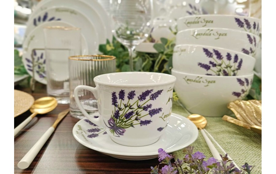 Kubek porcelanowy 300 ml ze spodkiem Lawenda Wiedeń