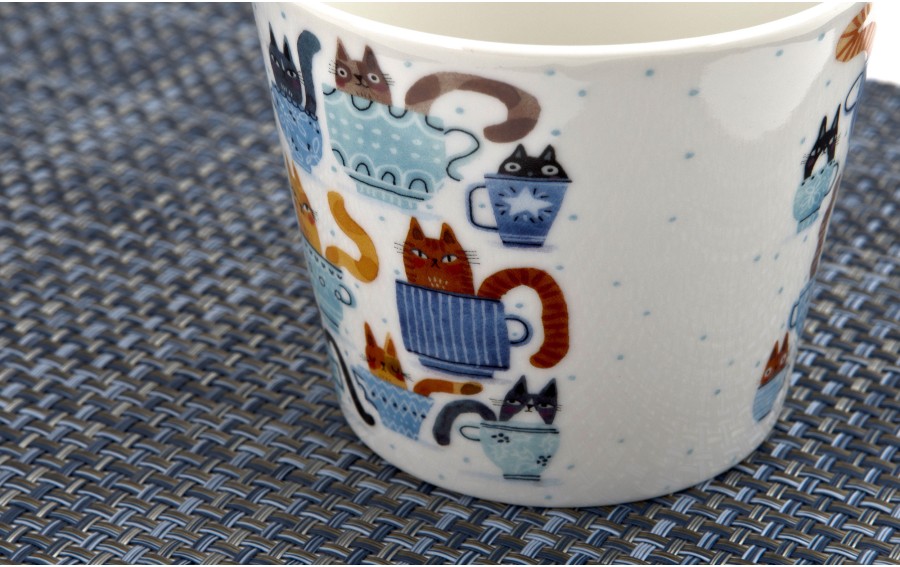 Kubek porcelanowy 610 ml prosty Koty w filiżankach