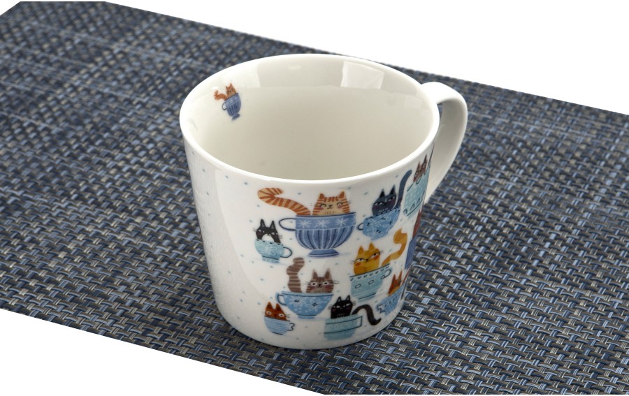 Kubek porcelanowy 610 ml prosty Koty w filiżankach