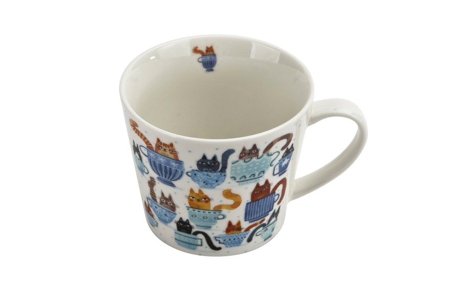 Kubek porcelanowy 610 ml prosty Koty w filiżankach