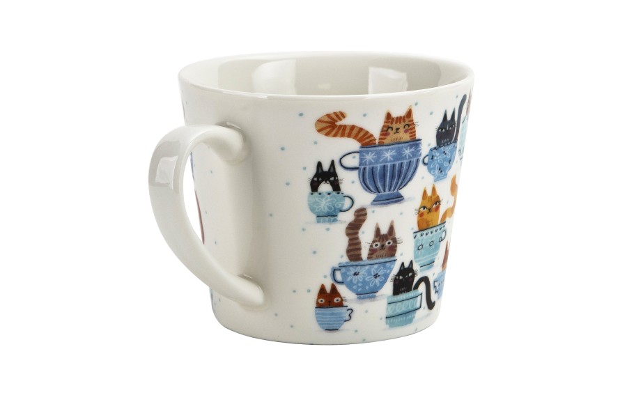 Kubek porcelanowy 610 ml prosty Koty w filiżankach