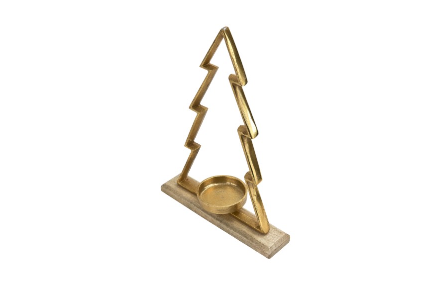 Metalowy świecznik Choinka złota 32 cm duża