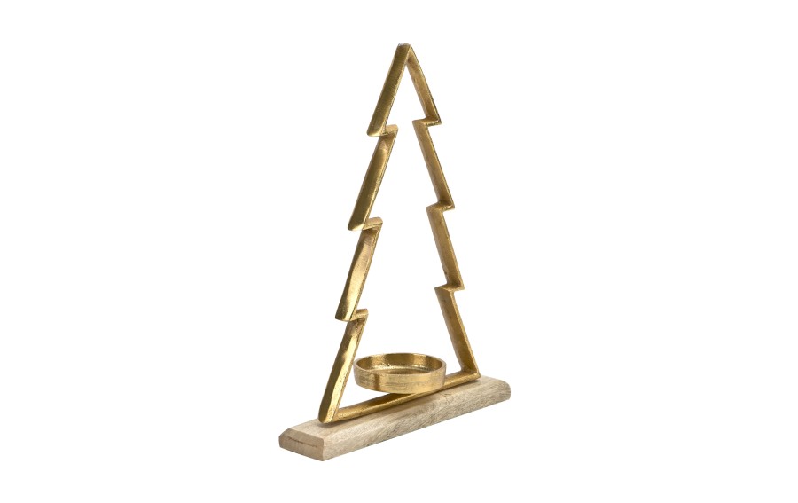 Metalowy świecznik Choinka złota 32 cm duża