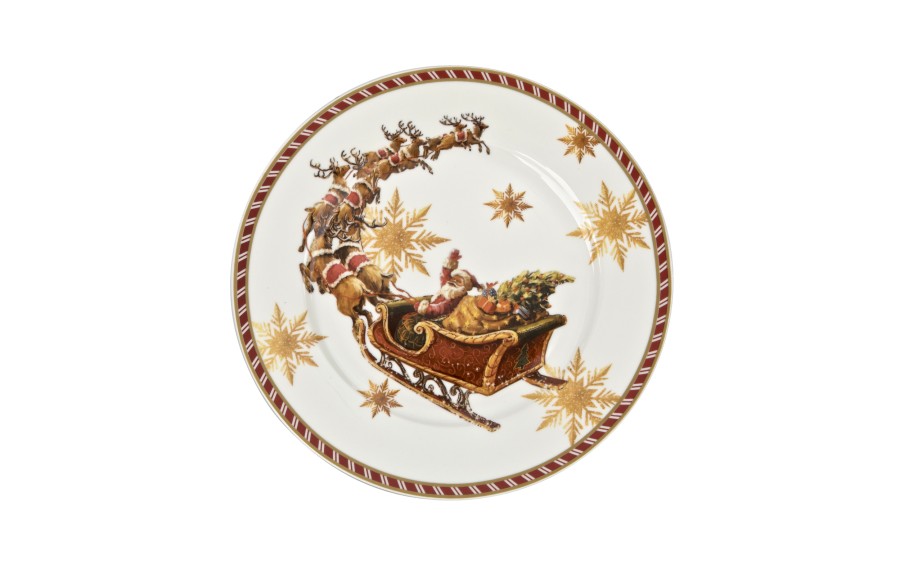 Komplet 2 talerzy deserowych 19 cm Santa on sleigh