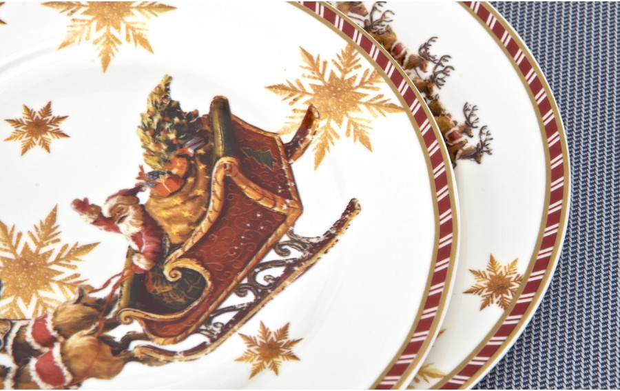 Komplet 2 talerzy deserowych 19 cm Santa on sleigh