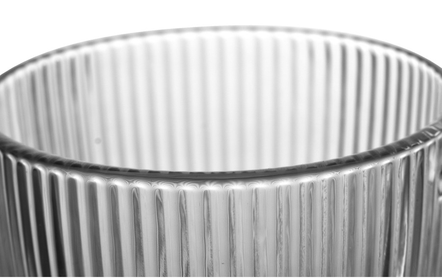 Kubek szklany z uchem 450 ml ryflowany MPLCo