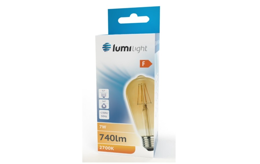 Żarówka LED E27 7W WW FLMG ST64 Gold LL5931