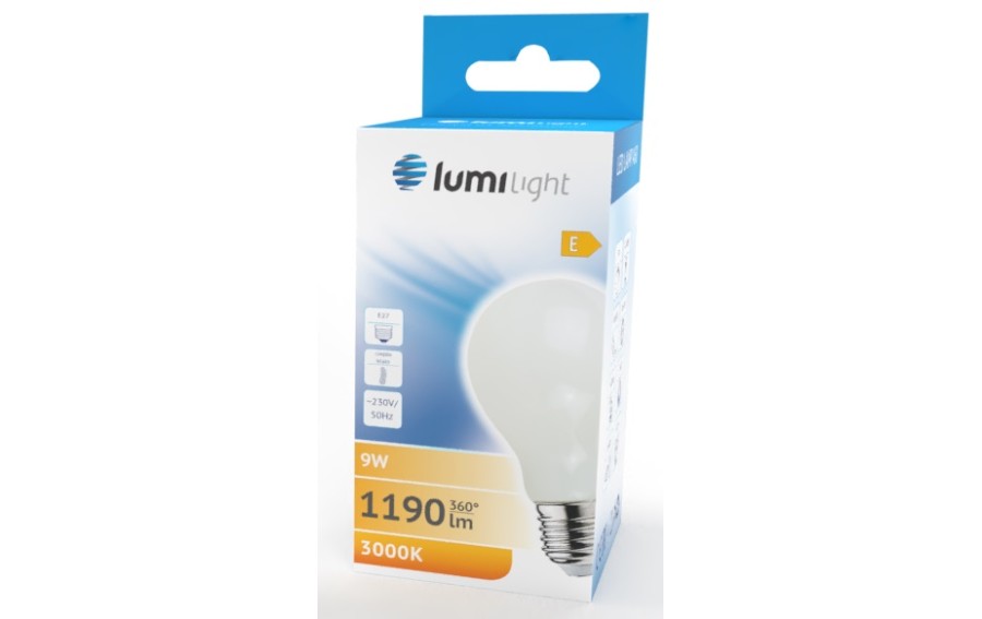 ŻARÓWKA LED A60 MILK E27 9W CIEPŁA LL6549
