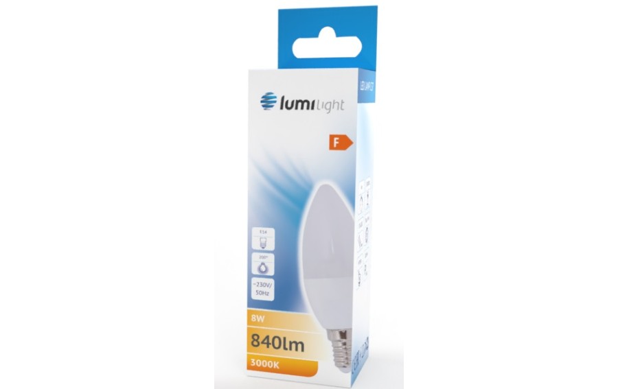 ŻARÓWKA LED ŚWIECA C37 E14 8W CIEPŁA LL2145