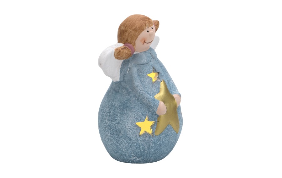 Figurka ozdobna świecąca Aniołek niebieski 14 cm