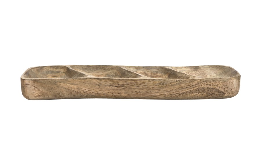 Talerz na przekąski dzielony 35x11 cm drewno mango