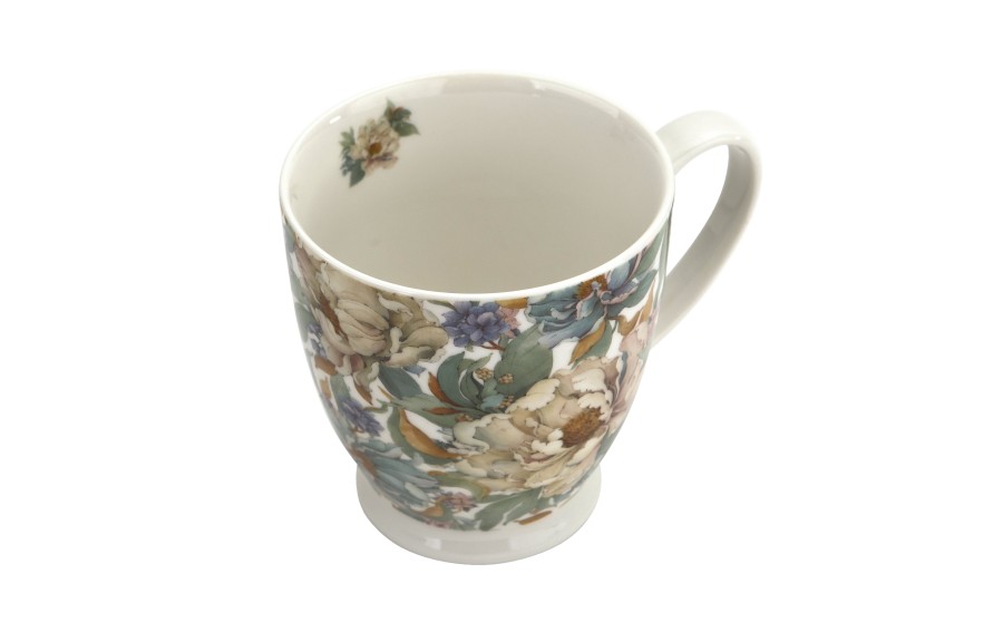 Kubek porcelanowy 510 ml na stopce Peony White
