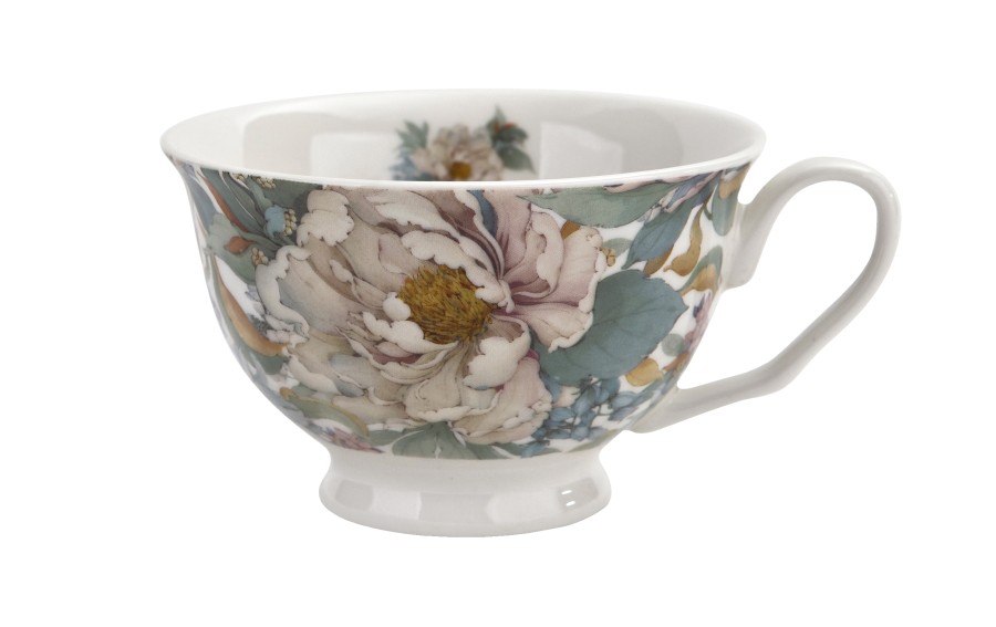 Filiżanka porcelanowa 250 ml + spodek Peony White