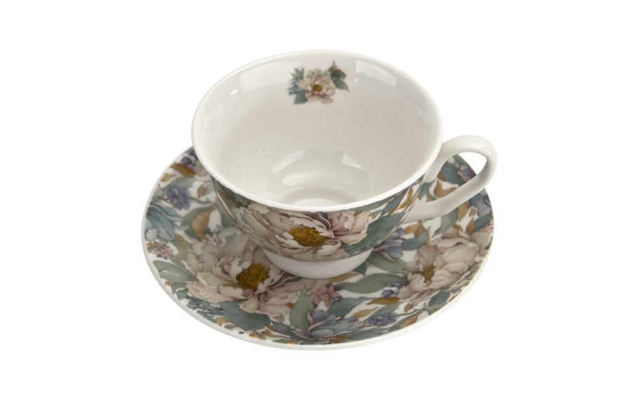 Filiżanka porcelanowa 250 ml + spodek Peony White
