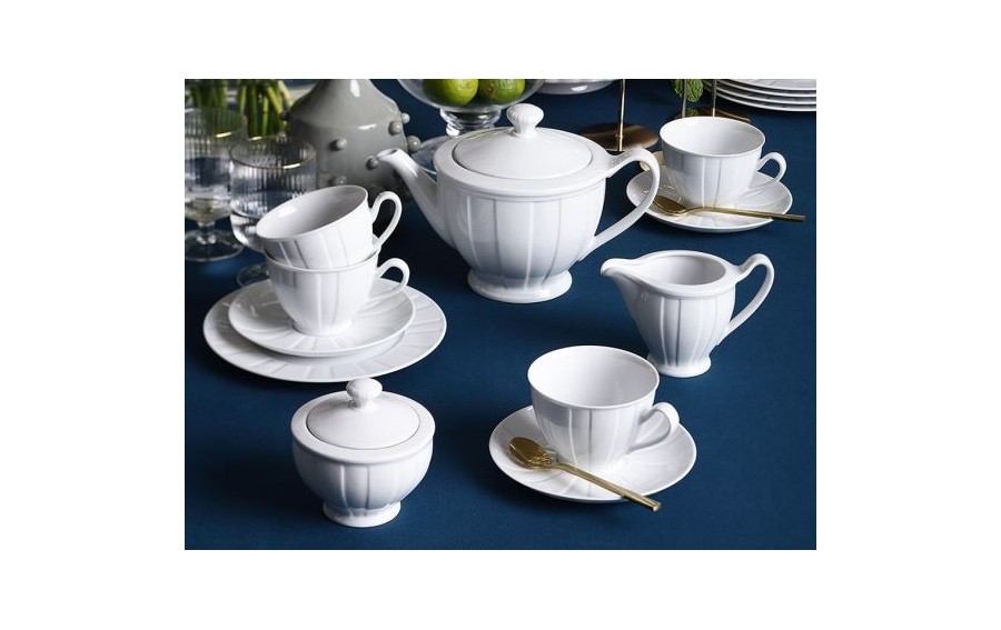 Filiżanka porcelanowa 250 ml + spodek Oktawa biała 0001