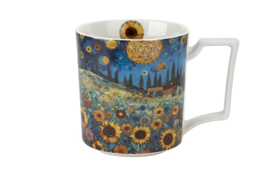 Duży kubek porcelanowy 750 ml Modern Sunflower Field