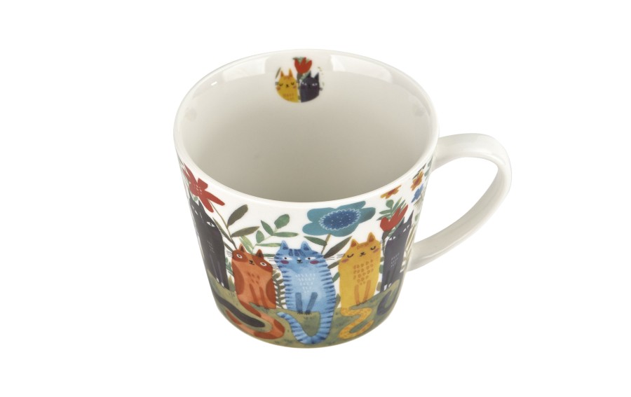 Kubek porcelanowy 610 ml prosty Koty Ogrodowe