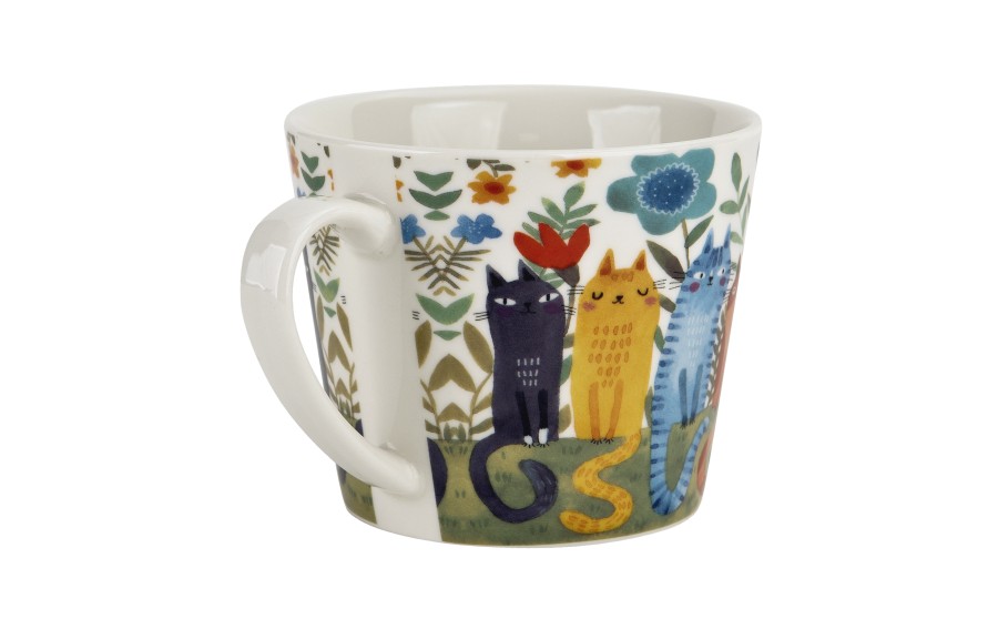 Kubek porcelanowy 610 ml prosty Koty Ogrodowe