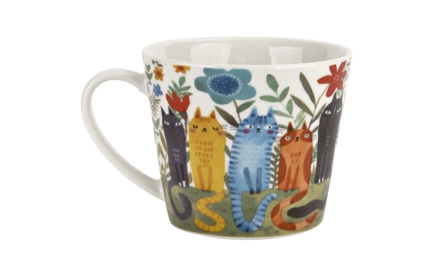 Kubek porcelanowy 610 ml prosty Koty Ogrodowe